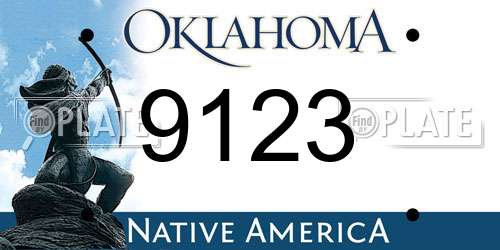 9123 Oklahoma License Plate