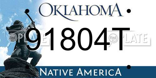 91804T Oklahoma License Plate