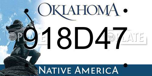 918D47 Oklahoma License Plate