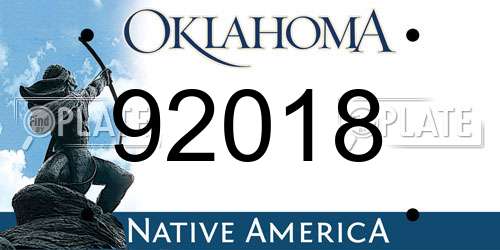92018 Oklahoma License Plate