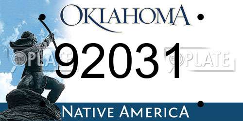 92031 Oklahoma License Plate