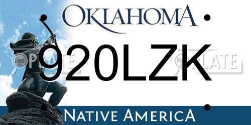 920LZK Oklahoma License Plate