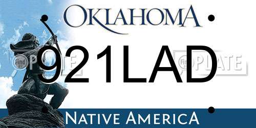 921LAD Oklahoma License Plate