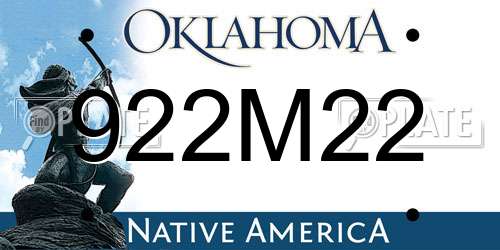 922M22 Oklahoma License Plate
