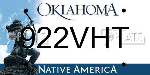 922VHT Oklahoma License Plate