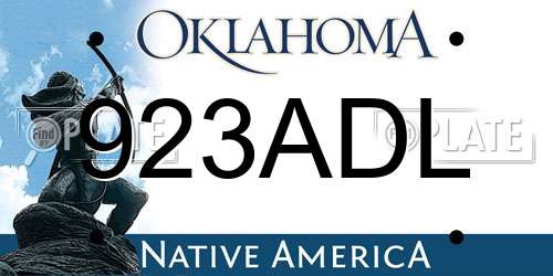 923ADL Oklahoma License Plate