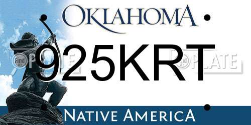 925KRT Oklahoma License Plate