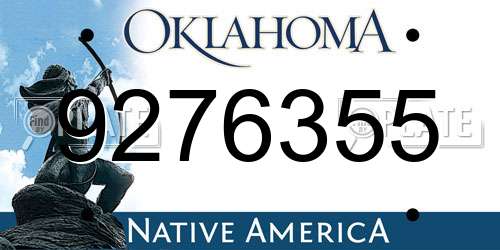 9276355 Oklahoma License Plate