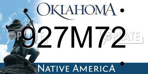 927M72 Oklahoma License Plate