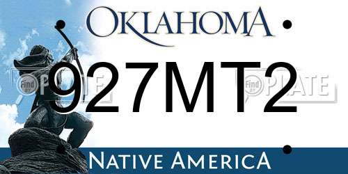 927MT2 Oklahoma License Plate