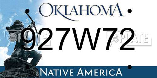 927W72 Oklahoma License Plate