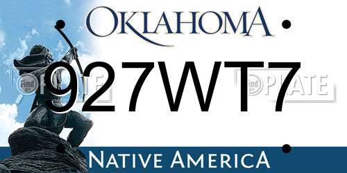 927WT7 Oklahoma License Plate