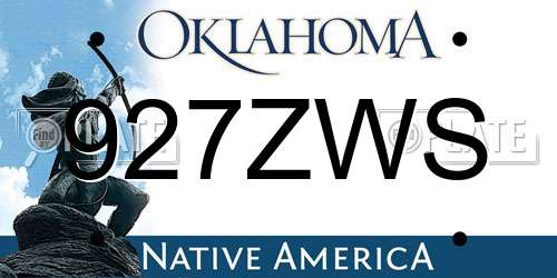 927ZWS Oklahoma License Plate