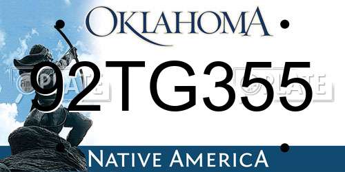 92TG355 Oklahoma License Plate