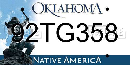 92TG358 Oklahoma License Plate