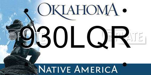 930LQR Oklahoma License Plate