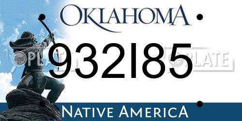932I85 Oklahoma License Plate