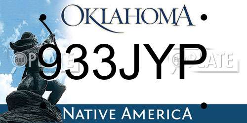 933JYP Oklahoma License Plate