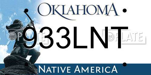 933LNT Oklahoma License Plate