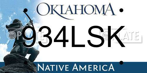 934LSK Oklahoma License Plate