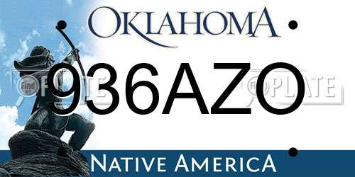 936AZO Oklahoma License Plate