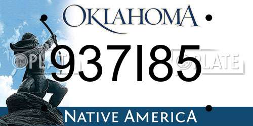 937I85 Oklahoma License Plate