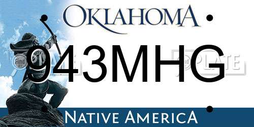 943MHG Oklahoma License Plate