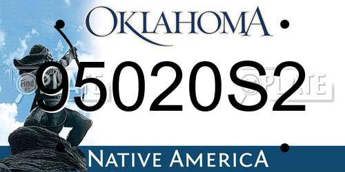 95020S2 Oklahoma License Plate
