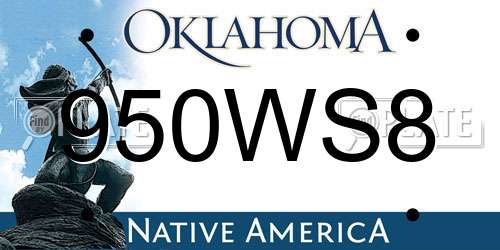 950WS8 Oklahoma License Plate