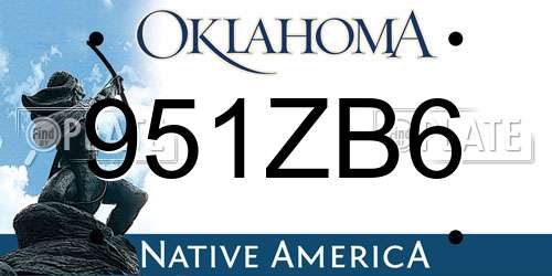 951ZB6 Oklahoma License Plate