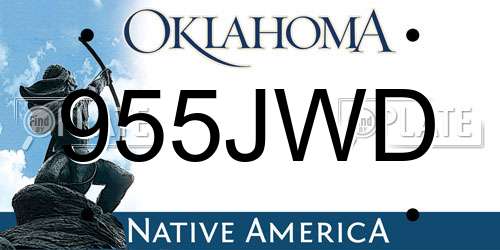 955JWD Oklahoma License Plate