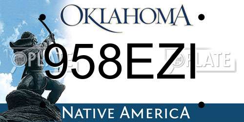 958EZI Oklahoma License Plate