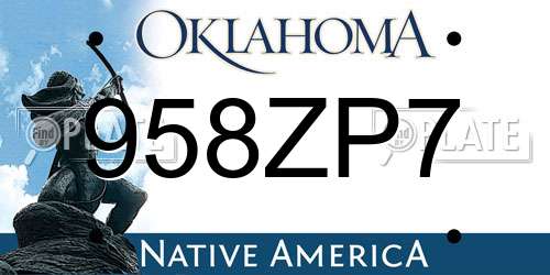 958ZP7 Oklahoma License Plate