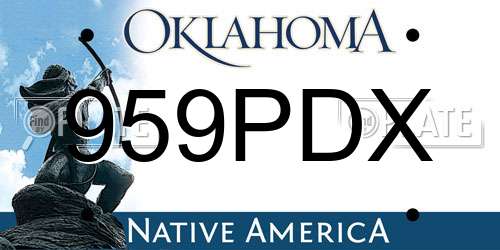 959PDX Oklahoma License Plate