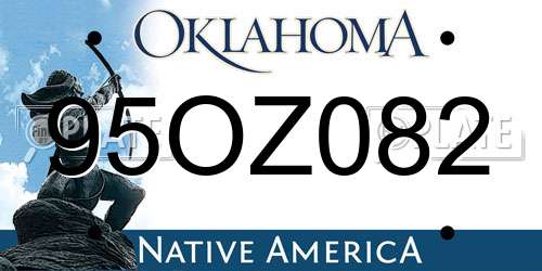 95OZ082 Oklahoma License Plate