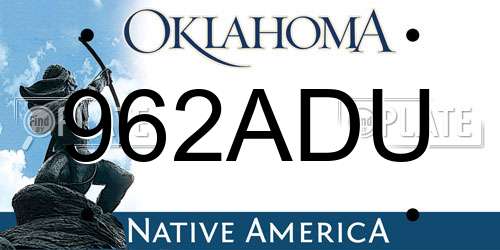 962ADU Oklahoma License Plate