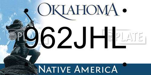 962JHL Oklahoma License Plate