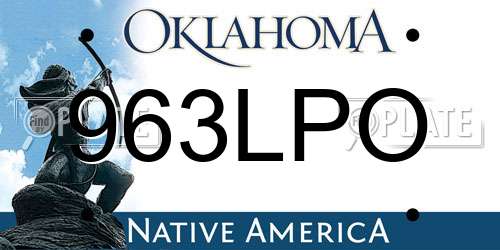 963LPO Oklahoma License Plate