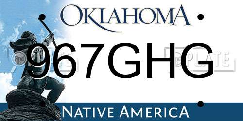 967GHG Oklahoma License Plate