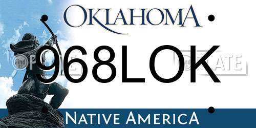 968LOK Oklahoma License Plate