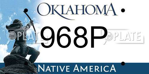 968P Oklahoma License Plate