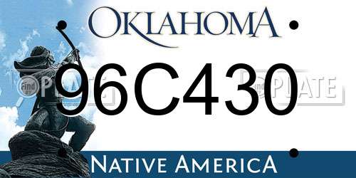 96C430 Oklahoma License Plate