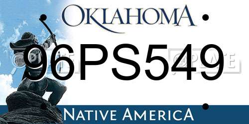 96PS549 Oklahoma License Plate