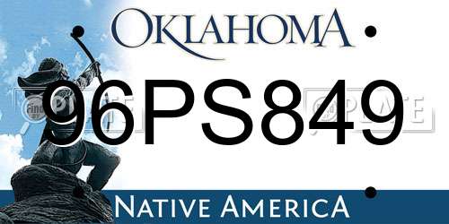 96PS849 Oklahoma License Plate