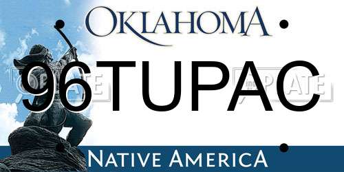 96TUPAC Oklahoma License Plate