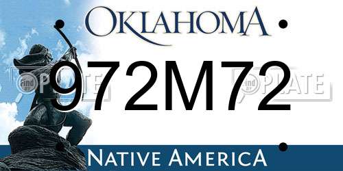 972M72 Oklahoma License Plate