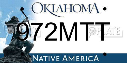 972MTT Oklahoma License Plate