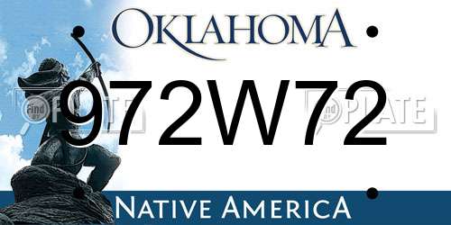 972W72 Oklahoma License Plate