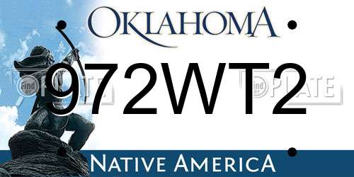 972WT2 Oklahoma License Plate