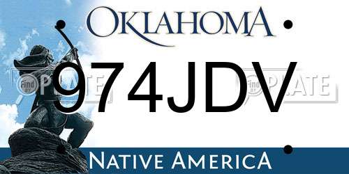 974JDV Oklahoma License Plate